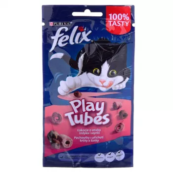 Sausas kačių skanėstas Felix Play Tubes Kalakutiena ir Kumpis 50 g