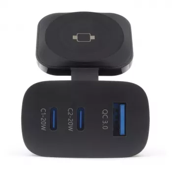RealPower 450476 belaidis greitasis įkroviklis – juodas, 2 USB-C, 43 W