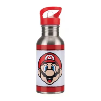 Paladone Super Mario metalinis vandens butelis su šiaudeliu
