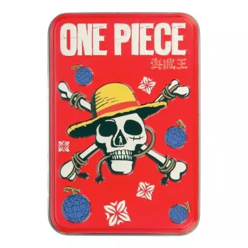 Žaidimo kortos Paladone One Piece metalinėje dėžutėje – standartinis kaladės dydis