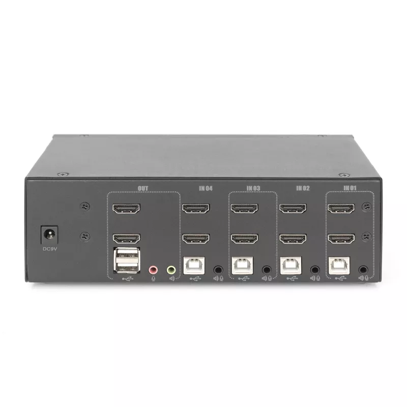 KVM jungiklis Digitus DS-12883 4 prievadai dviejų ekranų 4K HDMI USB