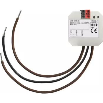 MDT AKU-02UP.03 universalus vykdiklis, 2 kanalų, įleidžiamojo montavimo, 10 A, 230 VAC, 14 µF, 2 EVG