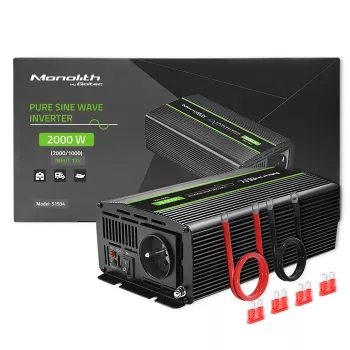 Automobilinis keitiklis Qoltec Monolith 2000 W juodas 12 V