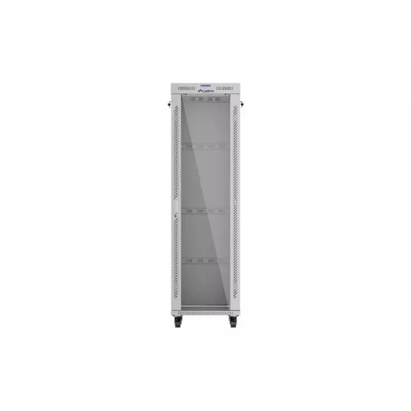 19 colių 42U LANBERG stovimas serverio spintos rėmas 600×600 mm pilkas su stiklinėmis durimis ir LCD (plokščioje pakuotėje)