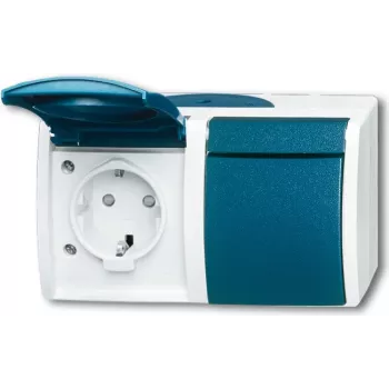 BUSCH JAEGER 20/2 EBW-53 - Kištukinis lizdas CEE 7/3 - 2P+E - Mėlyna - Balta - IP44 - 250 V - 16 A