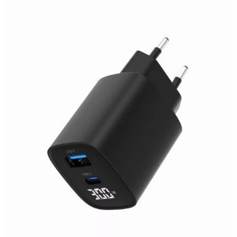 Gembird TA-UC-PDQC30LCD-BK-01 Įkroviklis mobiliesiems 30W greitas įkrovimas Juodas