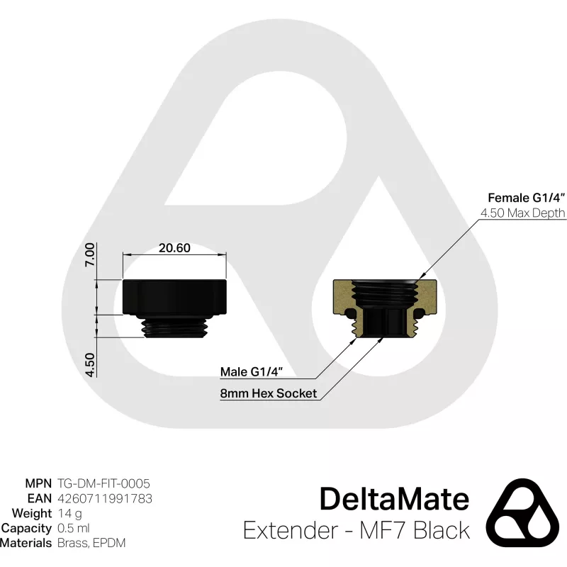 Thermal Grizzly DeltaMate Extender - MF7 juoda (TG-DM-FIT-0005)