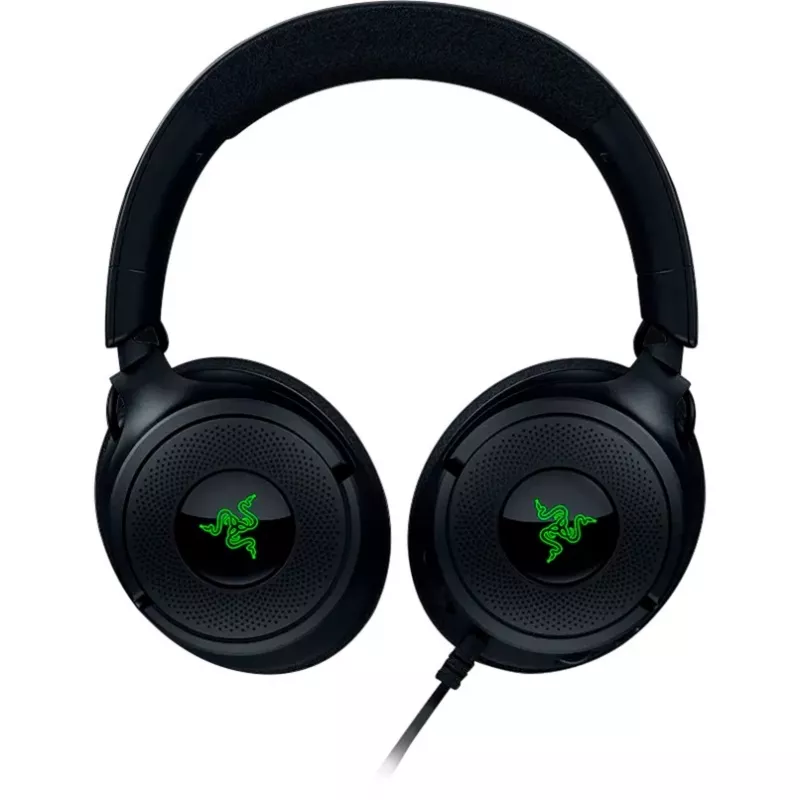 Razer Kraken V4 X – laidinės ausinės žaidimams (TriForce 40 mm tvarkyklės, įtraukiamas kardioidinis mikrofonas, 7.1 erdvinis garsas, Chroma RGB, skirta PC, konsolei ir telefonui)