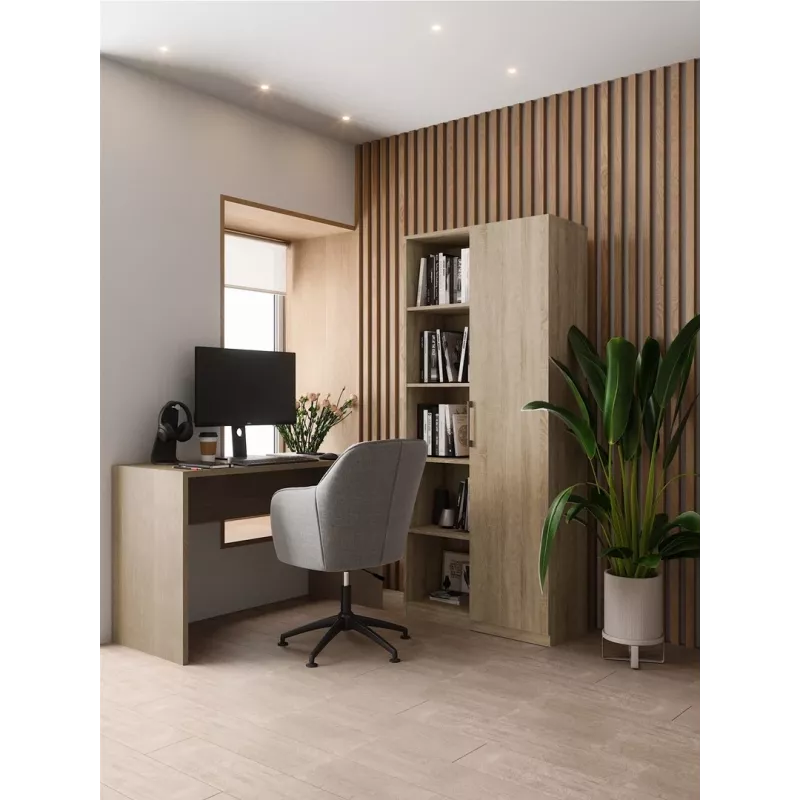 Biuro spintelė knygoms Top e shop RD-80 SONOMA KPL, ąžuolo spalvos, 10 lentynų, 800×300×1820 mm, medžio drožlių plokštės rėmas