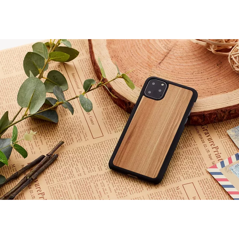 Dėklas iPhone 11 Pro iš medžio ir polikarbonato – Cappuccino Black