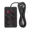Ilgintuvas MACLEAN MCE393 B – 4 kištukiniai lizdai, 3×USB, 110–240V, 2500W, 3 m laidas, juodas
