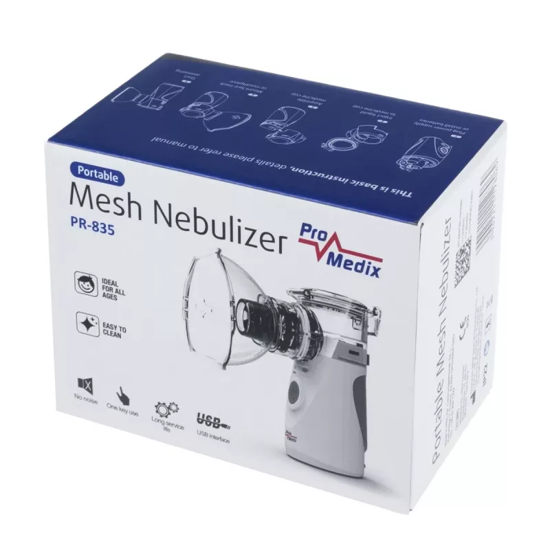 Nešiojamas tinklelinis inhaliatorius ProMedix PR-835 USB purkštuvas su baterija