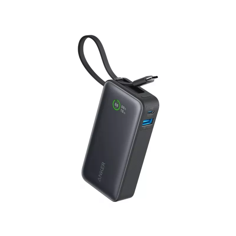 Anker Powerbank 545 NANO 30W 10000mAh su integruotu USB-C laidu, juoda