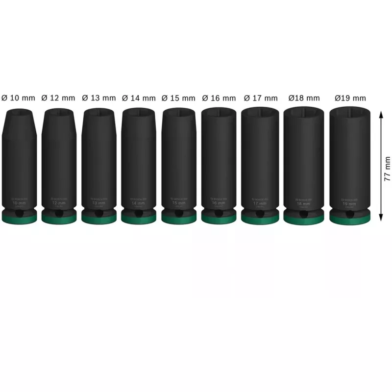 Bosch PRO 1/2 colio giluminiai lizdai, 9 vnt., juodi