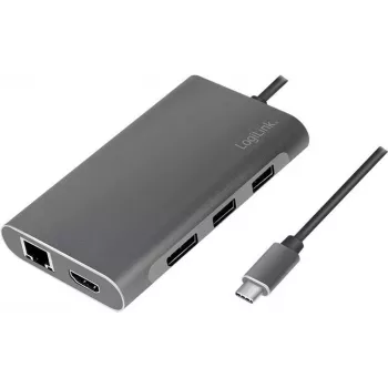 LogiLink UA0382 Docking stotelė ir prievadų replikatorius, USB 3.2 Gen 1 (3.1 Gen 1) Type-C, sidabrinis (UA0382)