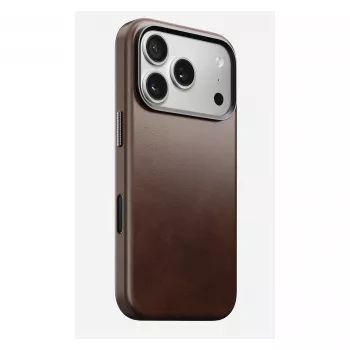 Mobilaus telefono dėklas Nomad Traditional Leather Case, skirtas iPhone 17 Pro, oda, mikropluoštas, tinka 6,3 colio (16 cm) ekranui, ruda spalva
