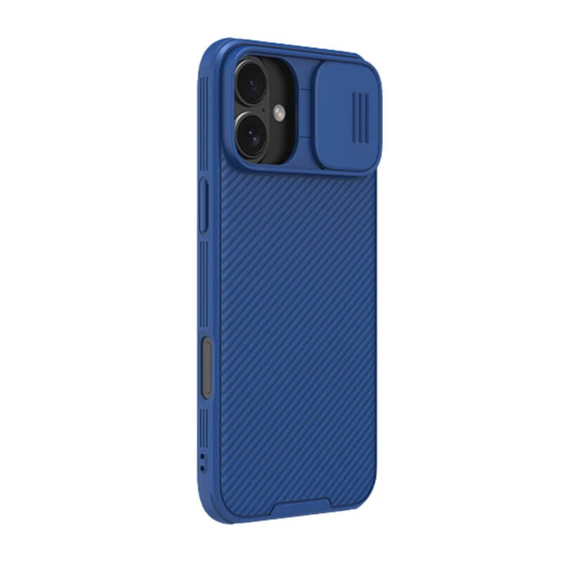 Apsauginis dėklas Nillkin CamShield Pro, skirtas iPhone 16 – mėlynas, plonas profilis su slankiojančiu fotoaparato dangteliu