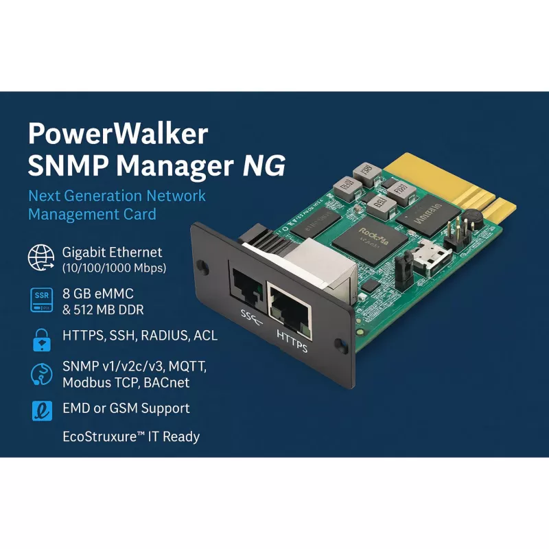 Tinklinis SNMP valdiklis PowerWalker Bluewalker 10131023 – centralizuotas UPS valdymas per SNMP