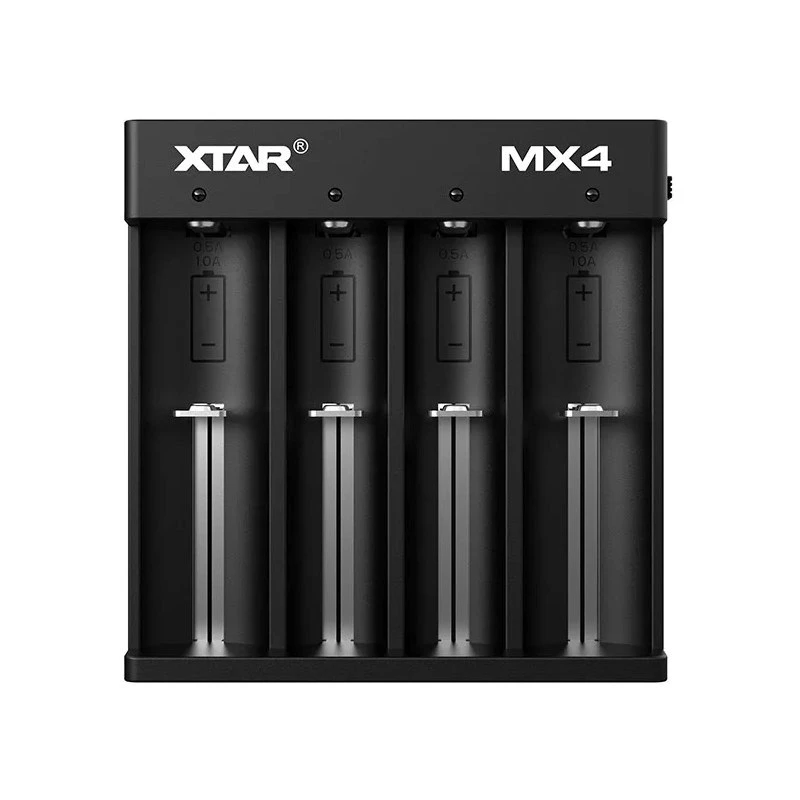 Įkroviklis XTAR MX4 4 lizdų universalus Li-Ion NiMH USB-C, juodas