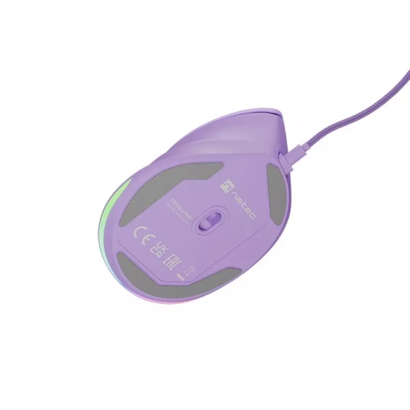 NATEC Crake 2 Pro pelė, vertikali, dešinei rankai, USB-A, optinė, 12800 DPI, violetinė