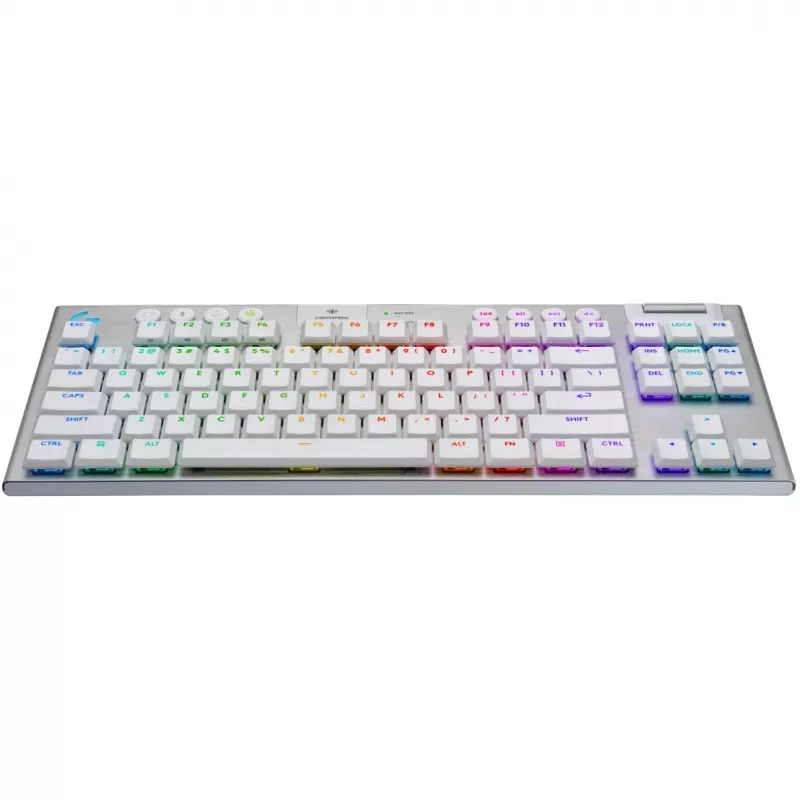 Belaidė mechaninė žaidimų klaviatūra Logitech G G915 X LIGHTSPEED TKL (balta, be skaičių bloko)