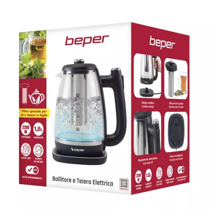 Beper P101BOL200 – elektrinis virdulys su stikline kolba