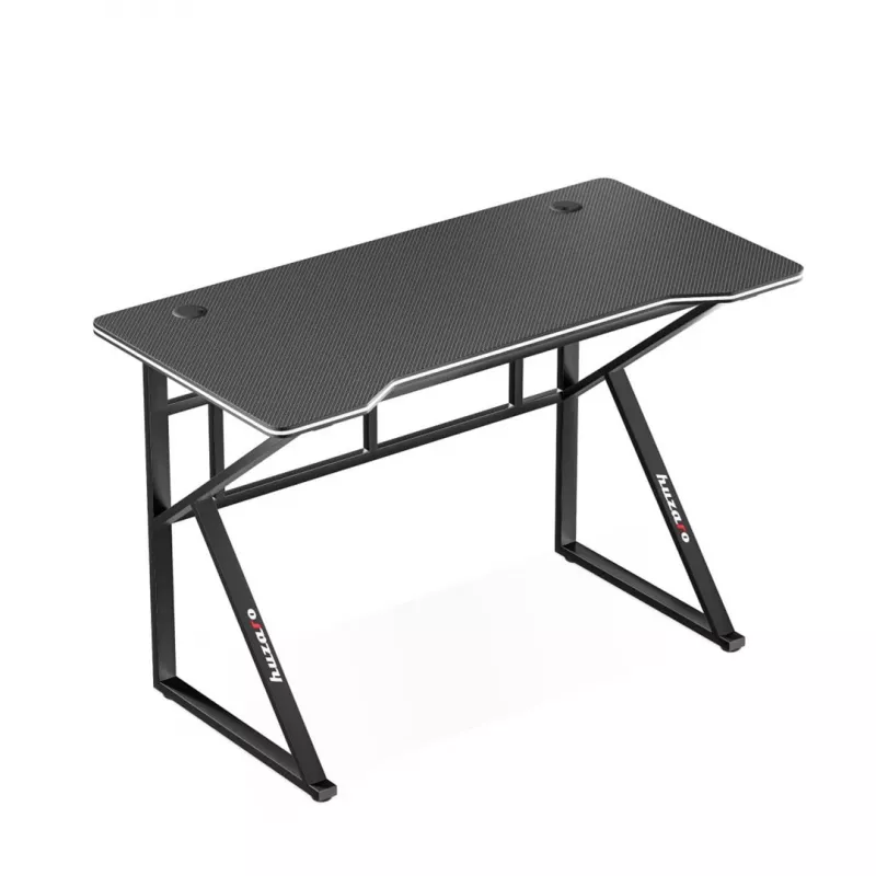 Žaidimų stalas huzaro Hero 1.6 juodas – MDF/anglies stalviršis 1200×600×750 mm, metalinis rėmas