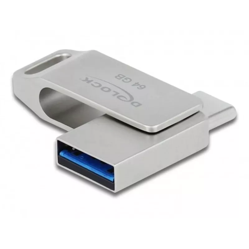 USB atmintukas DeLOCK 64GB USB-C / Type-A sukamas metalinis korpusas