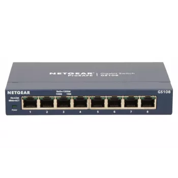 Nevaldomas jungiklis NETGEAR GS108GE, 8 prievadai, Gigabit Ethernet, 16 Gbit/s
