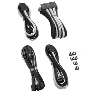 CableMod PRO ModMesh 12VHPWR kabelių prailginimo rinkinys – juoda/balta, PCIe 12VHPWR 16 kontaktų prailginimo rinkinys
