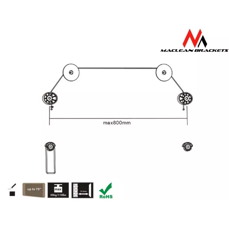 Maclean Mc-557 – itin plonas VESA laikiklis televizoriui/monitoriui, 32-55 col., 50 kg