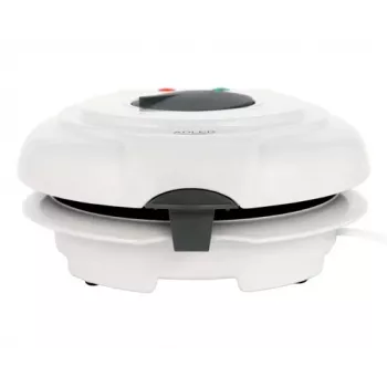Vaflinė Adler AD 3038 – vienas apvalus vaflis, 1500 W, reguliuojamas termostatas, nelipnios plokštės, pilka/balta