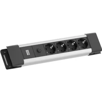 Bachmann CONNECTUS 3x CEE7 kištukinis lizdas, 10 A, 2,0 m laidas, C14 kištukas, pilkas