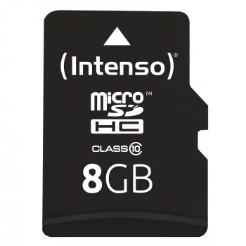 INTENSO atminties kortelė MICRO SDHC 8GB C10 su adapteriu 3413460