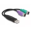 DeLOCK USB į PS/2 adapteris 0,17 m 2x 6 kontaktų Mini-DIN USB A
