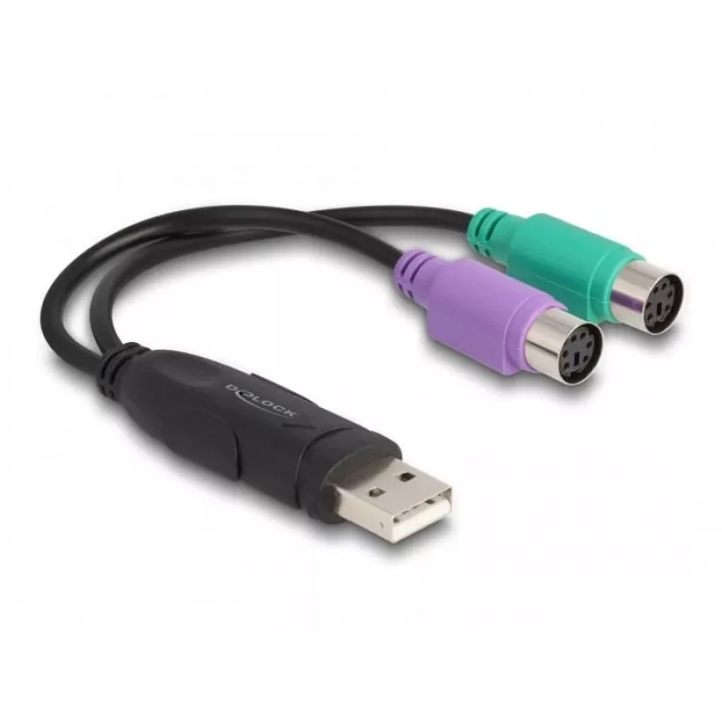 DeLOCK USB į PS/2 adapteris 0,17 m 2x 6 kontaktų Mini-DIN USB A