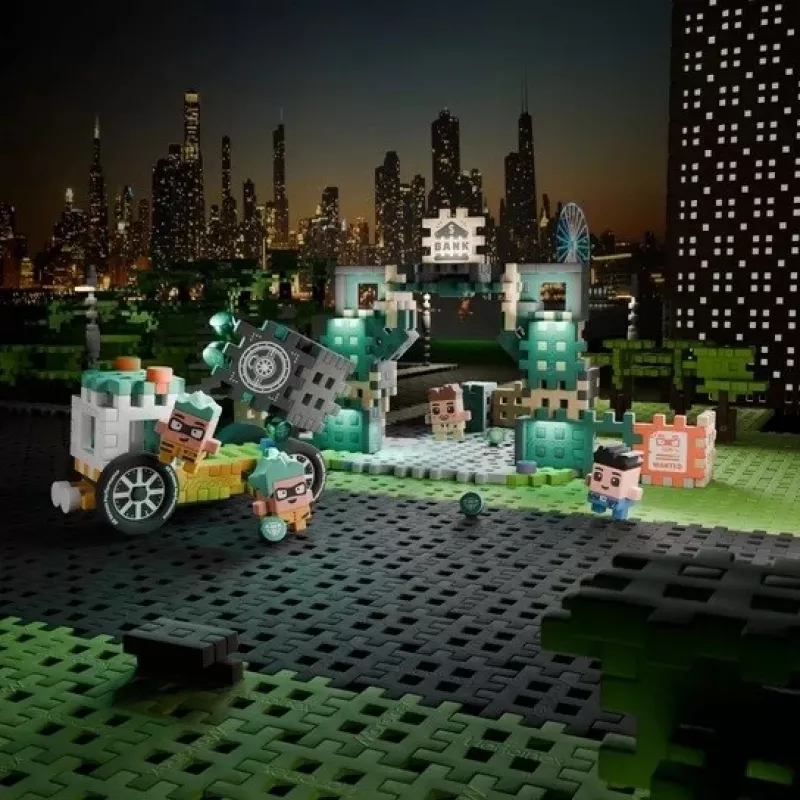 MARIOINEX Mini Waffle City Bank Robbery Konstruktorius, 148 detalių