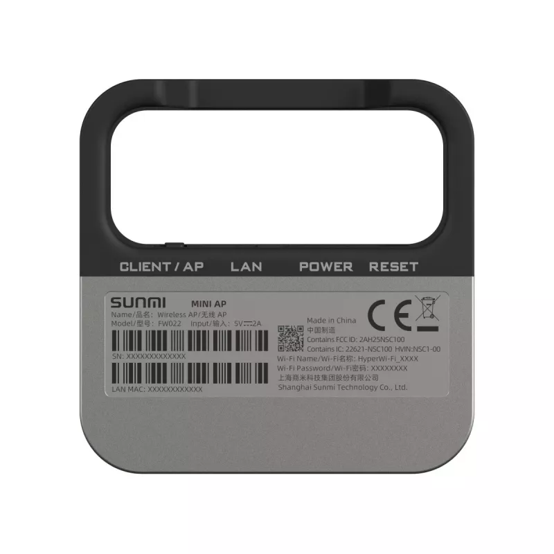 SUNMI Mini AP – belaidžio tinklo prieigos taškas, Wi‑Fi 802.11ah, WPA3, USB‑C