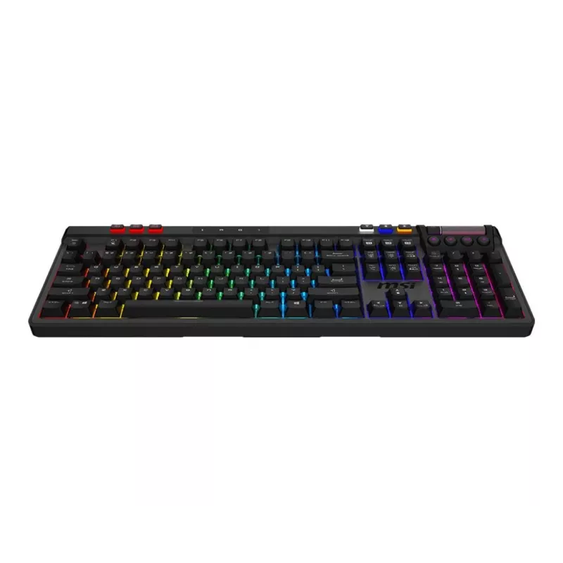 Mechaninė žaidimų klaviatūra MSI Strike Pro W Silent US išdėstymas, RGB foninis apšvietimas, laidas, tylūs lytėjimo jungikliai