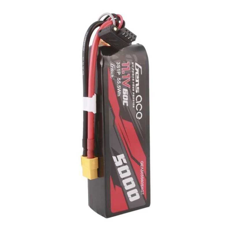 Gens ace G-Tech 5000mAh 11.1V 60C 3S1P trumpo formato LiPo akumuliatorius su XT60 kištuku