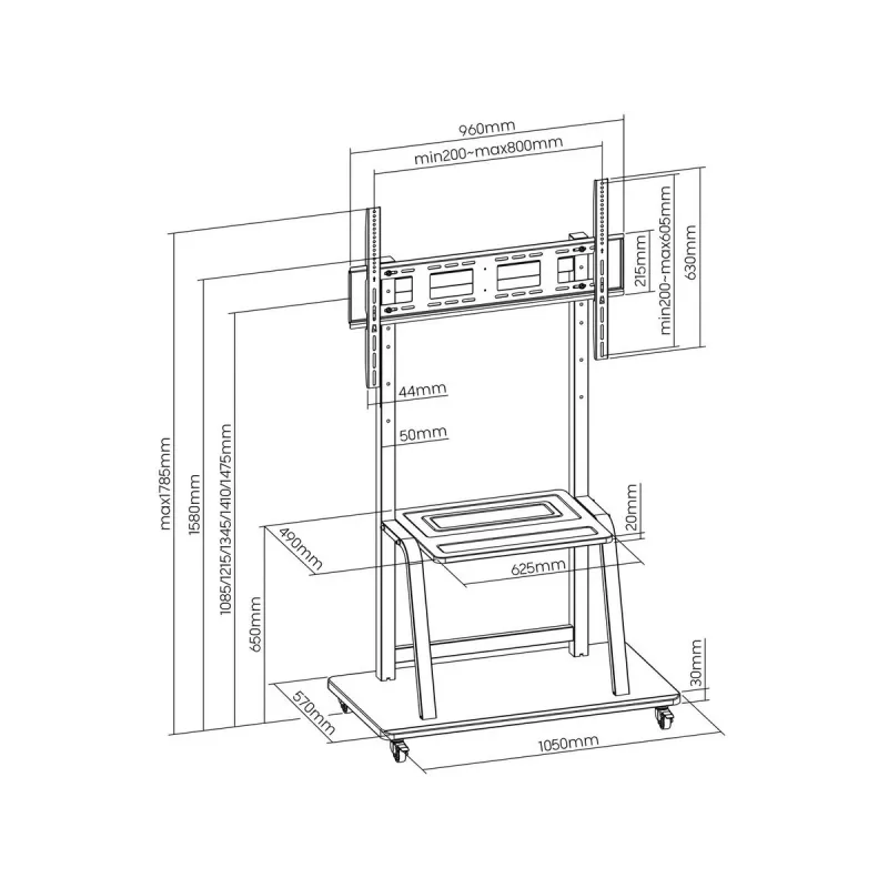 ART S-13 Mobilus stovas televizoriui 37-100 colių, 150 kg