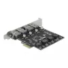 Delock PCI Express x1 kortelė su 4 išoriniais USB Type-A SuperSpeed lizdais