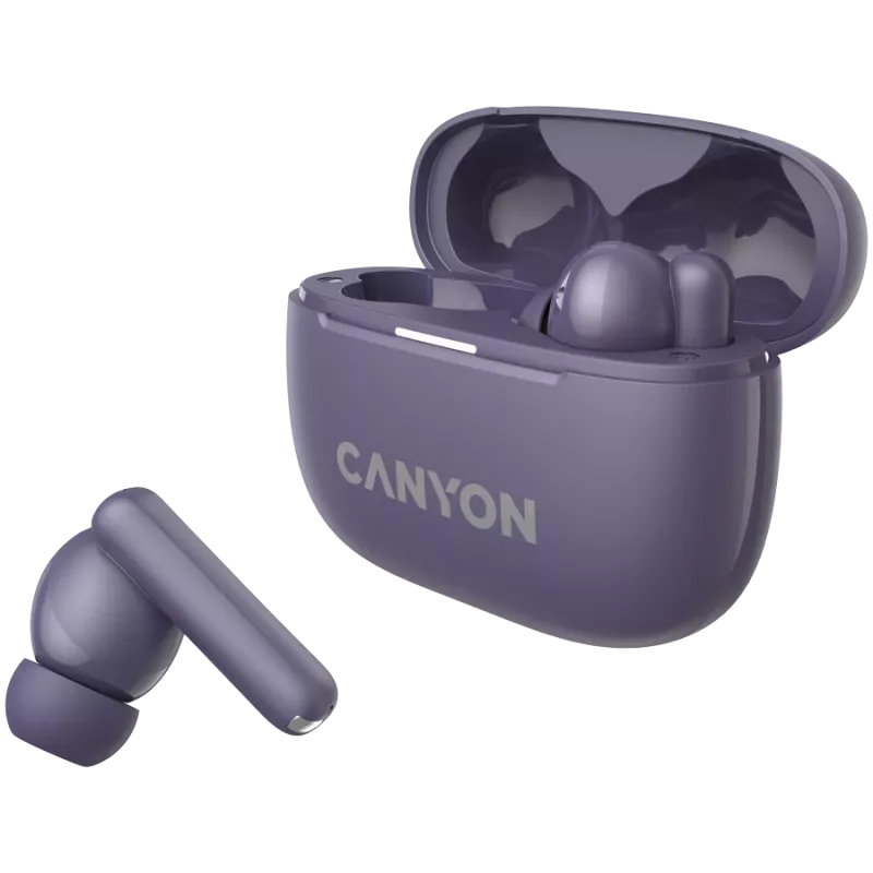 Canyon CNS-TWS10PL Ausinės ir ausinių rinkinys Tikras belaidis stereogarsas (TWS) Į ausį Skambučiai/muzika/sportas/kasdienis naudojimas USB Type-C Bluetooth Violetinė (CNS-TWS10PL)