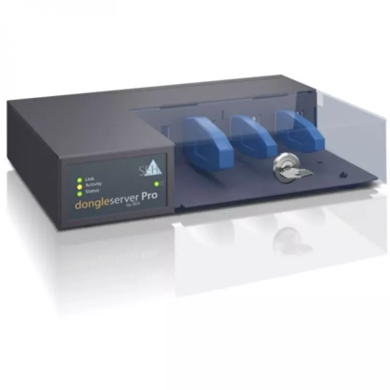 SEH dongleserver Pro® juodai mėlynas – saugus USB raktų serveris su 4x USB 3.0 ir 4x USB 2.0 prievadais