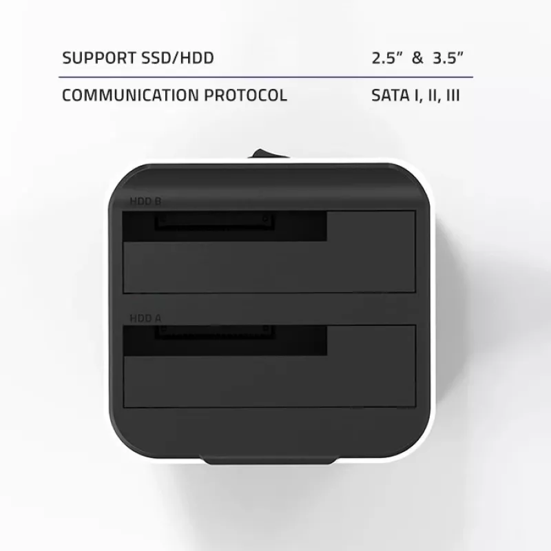 Qoltec 50309 dokų stotis HDD SSD 2.5 3.5 | SATA III | USB 3.0 | Super sparta 5 Gb/s | su klonavimo funkcija