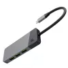 USB Type-C centrinis įrenginys Green Cell HUBGC01 — 7 prievadai: 3×USB-A 3.2 Gen 1, 1×USB-C 3.2 Gen 1, HDMI, microSD+SD kortelių skaitytuvas — sidabrinis