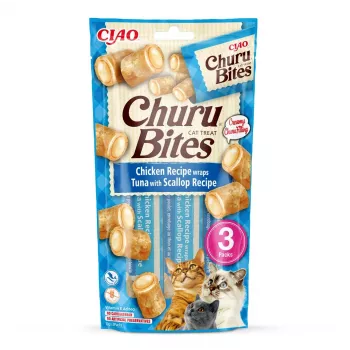 INABA Churu Bites vištiena su tunu ir jūros šukutėmis – skanėstai katėms – 3x10 g