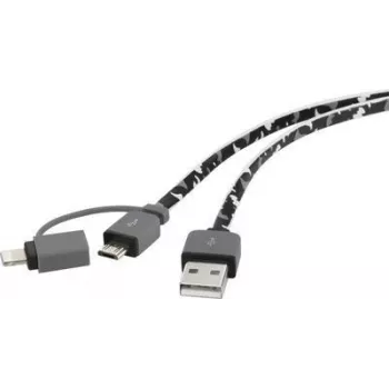 USB laidas Renkforce RF4145364 — USB 2.0, USB-A į USB-Micro-B ir Apple Lightning jungtimis