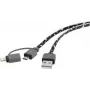 USB laidas Renkforce RF4145364 — USB 2.0, USB-A į USB-Micro-B ir Apple Lightning jungtimis
