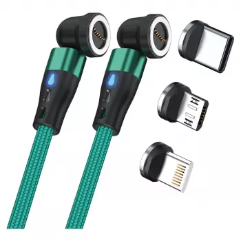 USB laidas RealPower MagneticCharge2 1 m žalias greitas įkrovimas duomenų perdavimas